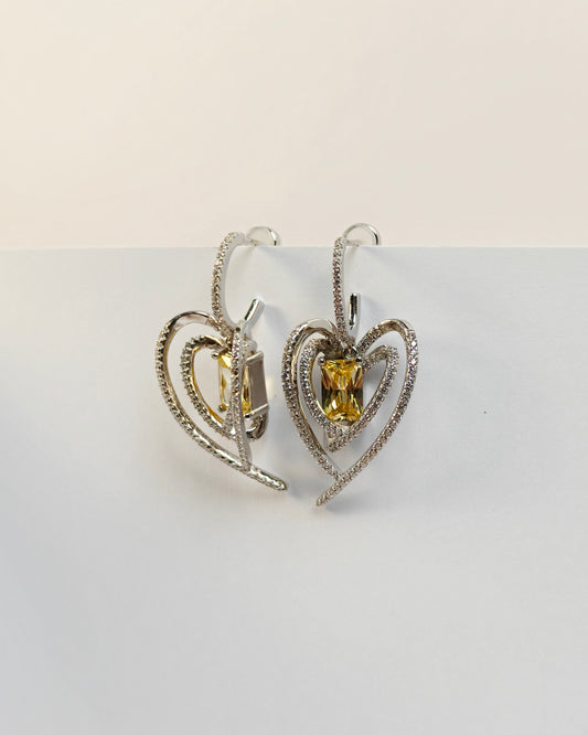 Yellow Hearts Earrings | 925 Silver | Odins