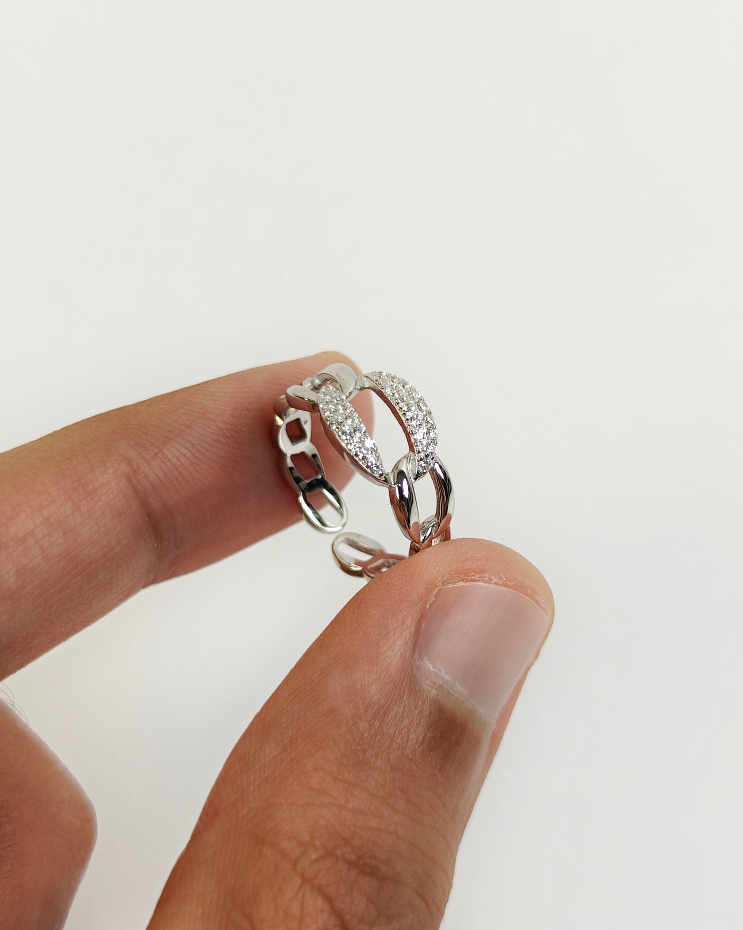 Pave Link Ring | 925 Silver | Odins