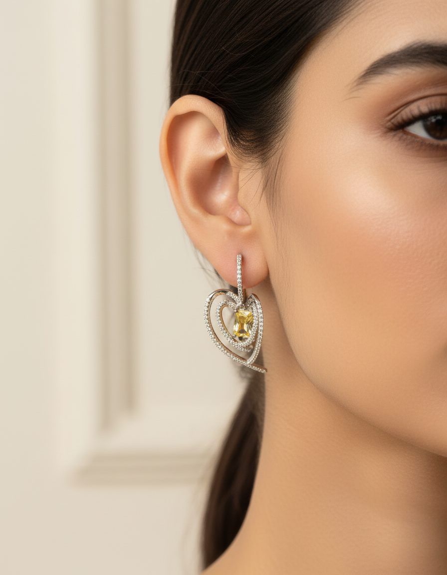 Yellow Hearts Earrings | 925 Silver | Odins